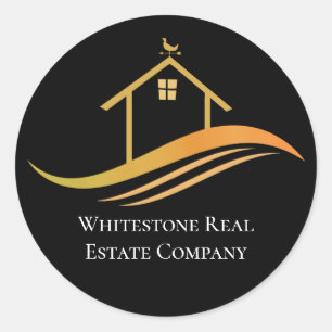 Sticker Rond Entreprise immobilière personnalisée Chic Noir R