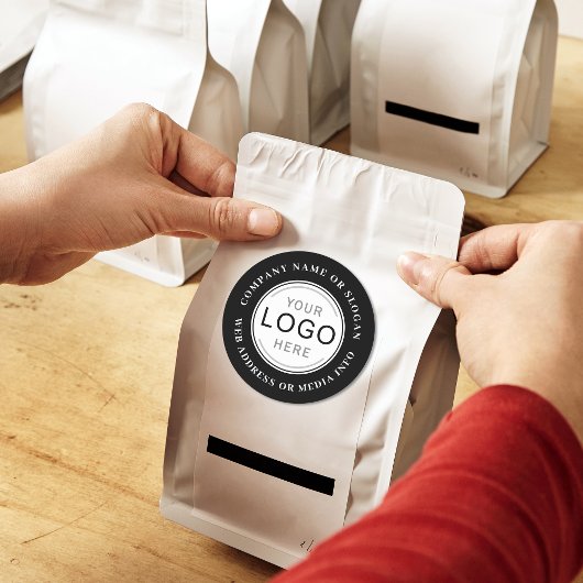 Sticker Rond Entreprise Logo Marque Photo Black Modern