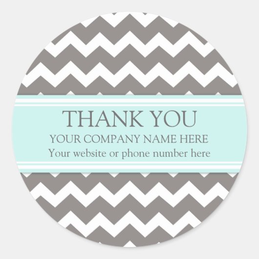 Sticker Rond Entreprise Merci Aqua Grey Chevron (Devant)