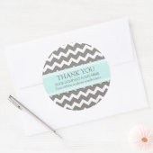 Sticker Rond Entreprise Merci Aqua Grey Chevron (Enveloppe)