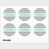 Sticker Rond Entreprise Merci Aqua Grey Chevron (Feuille)