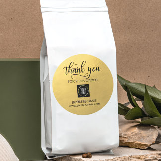 Sticker Rond Entreprise Merci Or Noir | Ajouter un LOGO