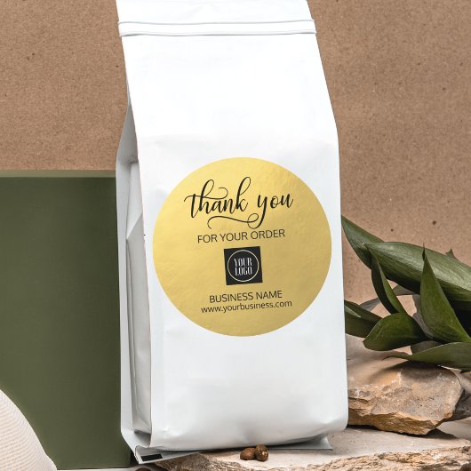 Sticker Rond Entreprise Merci Or Noir | Ajouter un LOGO