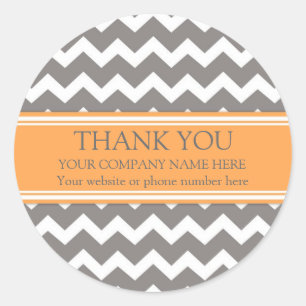 Sticker Rond Entreprise Merci Orange Grey Chevron