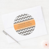 Sticker Rond Entreprise Merci Orange Grey Chevron (Enveloppe)
