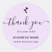 Sticker Rond Entreprise Merci pour votre commande Lavande (Devant)
