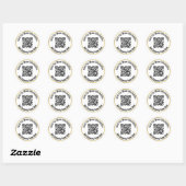 Sticker Rond Entreprise Noir Blanc Or QR Code Modèle texte (Feuille)
