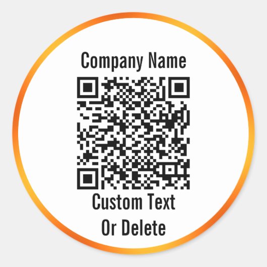 Sticker Rond Entreprise Noir Blanc Orange Code QR Nom de l'entr (Devant)