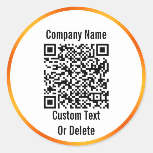 Sticker Rond Entreprise Noir Blanc Orange Code QR Nom de l'entr