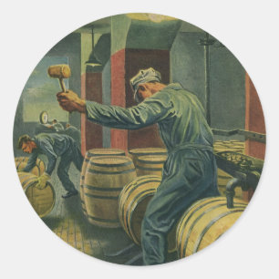 Sticker Rond Entreprise vintage, Vins De Corking Barils De Vins