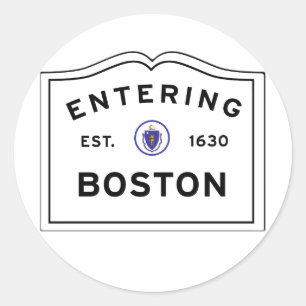 Sticker Rond Entrer dans la ville de Boston mA