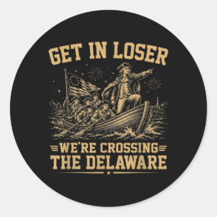 Sticker Rond Entrez En Traversant Le Delaware 4 Juillet Vintage