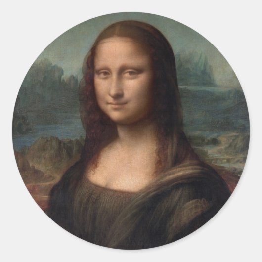 STICKER ROND ENVELOPE SEAL : LEONARDO DA VINCI : LA MONA LISA (Devant)