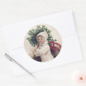 STICKER ROND ENVELOPE SEAL : PETITE FILLE + ARBRE DE NOËL (Enveloppe)