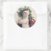 STICKER ROND ENVELOPE SEAL : PETITE FILLE + ARBRE DE NOËL (Sac)