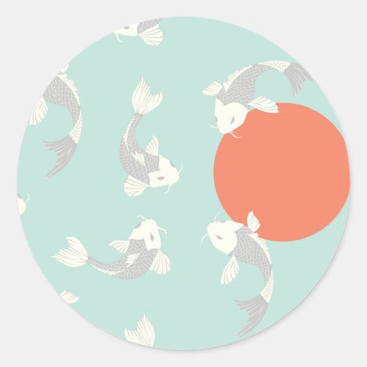 STICKER ROND ENVELOPE SEAL : STYLE JAPONAIS : MOTIF DE POISSON (Devant)