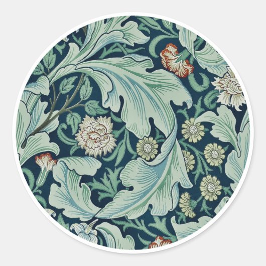 STICKER ROND ENVELOPE SEAL : WILLIAM MORRIS : DESIGN FLORAL (Devant)