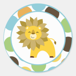 Sticker Rond Enveloppe 20 - 1,5" Phoques Jungle King Lion Safar