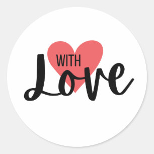 Sticker Rond Enveloppe avec paquet coeur avec amour Saint-Valen