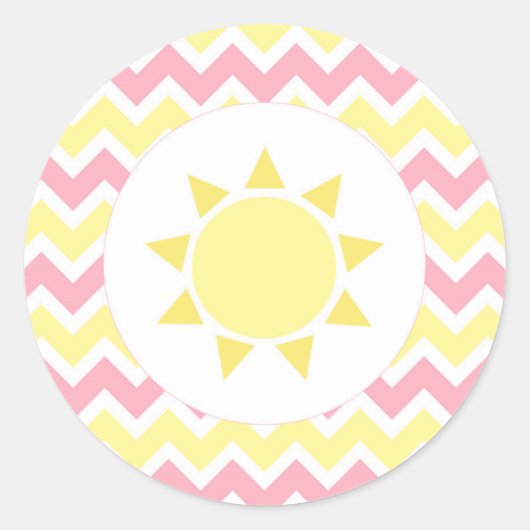 Sticker Rond Enveloppe baby shower rose jaune soleil (Devant)
