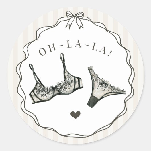Sticker Rond Enveloppe Black Lingerie Shower Bachelorette Party (Devant)