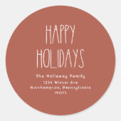 Sticker Rond Enveloppe Boho Rouge en terre cuite Joyeux vacance (Devant)
