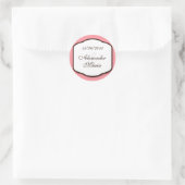 Sticker Rond Enveloppe Brown rose et blanc Mariage (Sac)