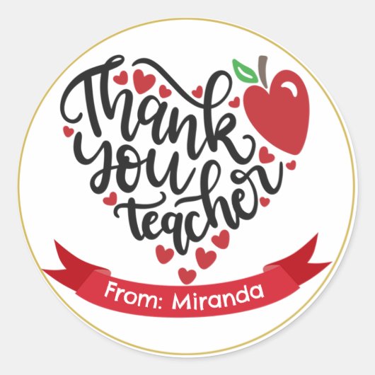 Sticker Rond Enveloppe cadeau de l'enseignant de Merci personna (Devant)