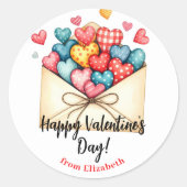 Sticker Rond Enveloppe charmante pour la Saint-Valentin avec de (Devant)