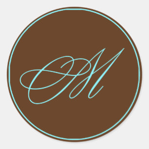 Sticker Rond Enveloppe Chocolat Sceau Et Mariage Monogramme Ble