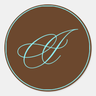 Sticker Rond Enveloppe Chocolat Sceau Et Mariage Monogramme Ble