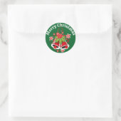 Sticker Rond Enveloppe Christmas Bells Rouge & Green Holly (Sac)