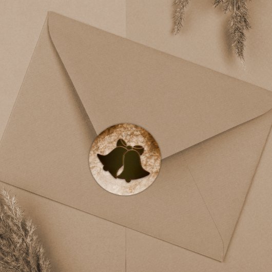 Sticker Rond Enveloppe Cloches Brown vintages