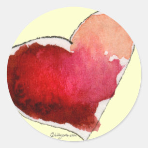 Sticker Rond Enveloppe Coeurs Amour Crimson