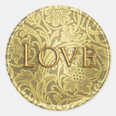 Sticker Rond Enveloppe d'amour sceau Or (Devant)