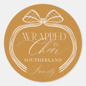 Sticker Rond Enveloppé Dans Le Cheer Élégant Polka Dot Christma (Devant)