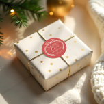 Sticker Rond Enveloppé Dans Le Cheer Élégant Polka Dot Christma<br><div class="desc">Célébrez la magie de la saison des Fêtes avec notre élégant autocollant à l'arc pois de Noël. Il dispose d'une charmante arbalète à pois avec des queues de ruban drapées gracieusement. Personnalisez avec le nom. Conception et dessin par © Moodthology Papery</div>