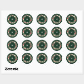 Sticker Rond enveloppe d'aquarelle traditionnelle en monogramme (Feuille)