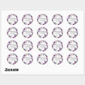 Sticker Rond Enveloppe de baptême florale de Plum Blush (Feuille)