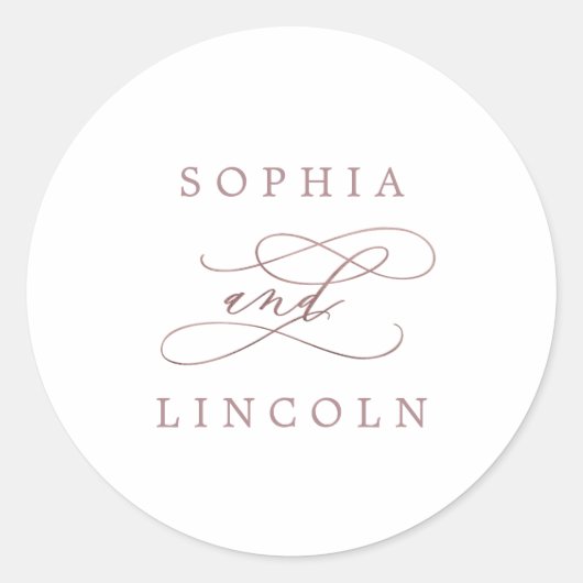 Sticker Rond Enveloppe de calligraphie or Rose romantique (Devant)