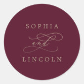 Sticker Rond Enveloppe de calligraphie romantique de Bourgogne (Devant)