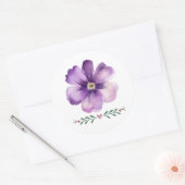 Sticker Rond enveloppe de fleurs violettes (Enveloppe)