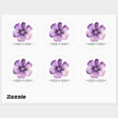 Sticker Rond enveloppe de fleurs violettes (Feuille)