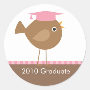 Sticker Rond Enveloppe de graduation Brown d'oiseaux