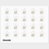 Sticker Rond Enveloppe de joint Mariage monogramme Rose (Feuille)