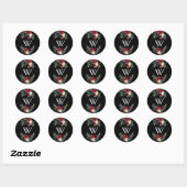Sticker Rond Enveloppe de Mariage de monogramme noir rustique (Feuille)