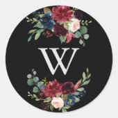 Sticker Rond Enveloppe de Mariage de monogramme noir rustique (Devant)