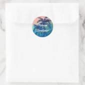 Sticker Rond Enveloppe de mariage de plage | Palmiers tropicaux (Sac)