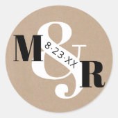 Sticker Rond Enveloppe de Mariage d'espere et de monogramme rus (Devant)