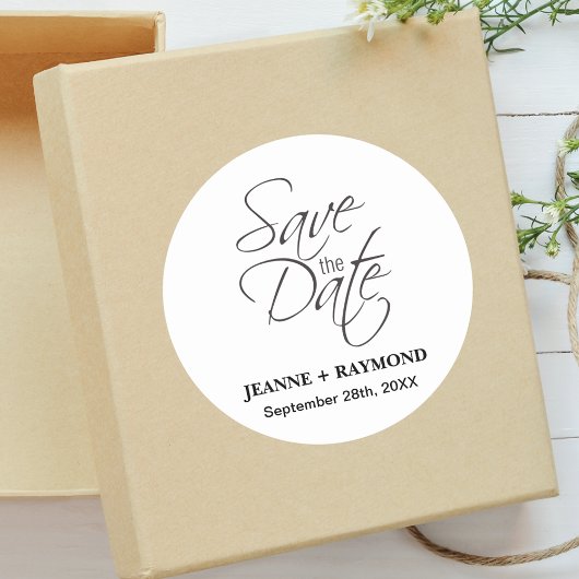 Sticker Rond Enveloppe de mariage Elegant Save The Date